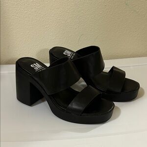 Women's Black Block Heel Sandals
